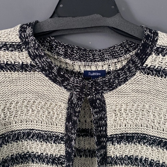 Effortless Coastal Chic Reitmans Striped Knit Cardigan Open Front Minimalist - Picture 4 of 12